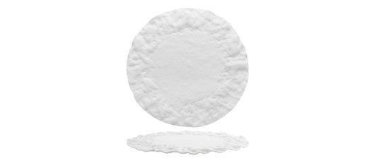 piatto piano roccia vetro bianco lavorato a mano Ø cm 31 - piatto piano