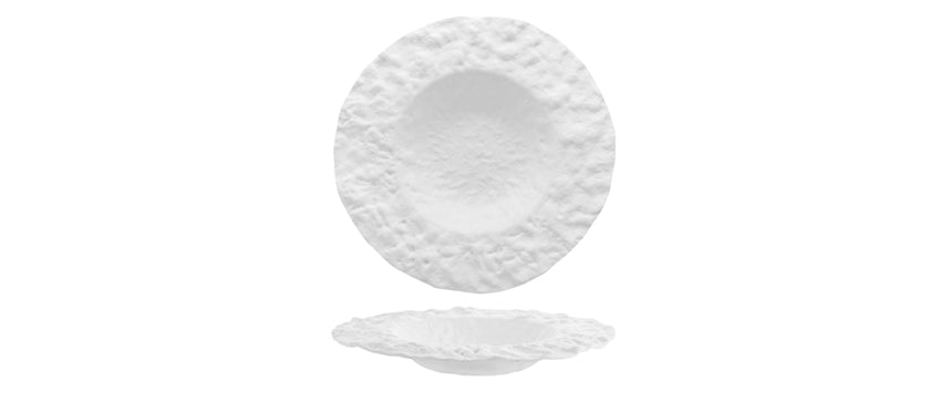 piatto pasta roccia vetro bianco lavorato a mano Ø cm 28 interno Ø cm 15 - piatto pasta