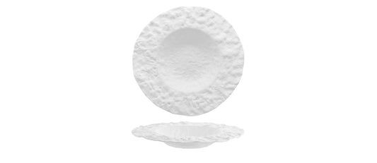 piatto pasta roccia vetro bianco lavorato a mano Ø cm 28 interno Ø cm 15 - piatto pasta
