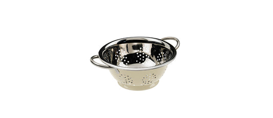 cestino/scolapasta inox smaltato avorio ø cm 18 - cestino buffet per presentare pane, prodotti da forno, frutta e piccole preparazioni