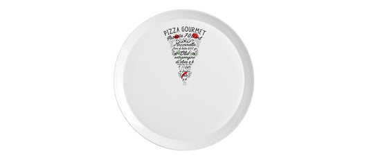 Piatto pizza Ronda gourmet fetta vetro decorato Ø cm 33,5