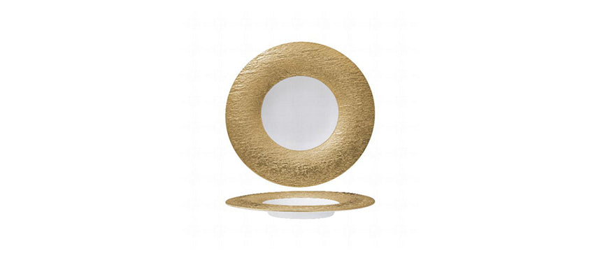 piatto frutta gemini gold porcellana effetto pietra decorata Ø cm 23 - piatto frutta
