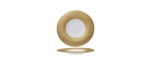 piatto frutta gemini gold porcellana effetto pietra decorata Ø cm 23 - piatto frutta