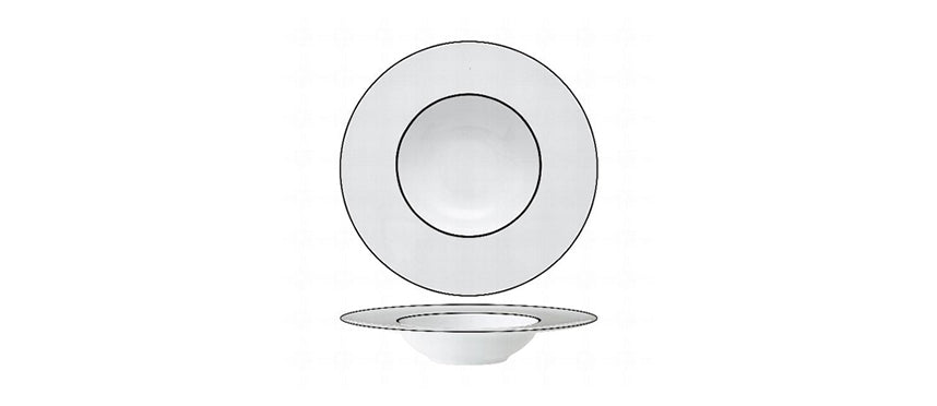 piatto pasta ligne noir porcellana limoge decorata Ø cm 27 interno Ø cm 15 - piatto pasta