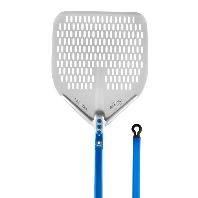 Pala pizza rettangolare forata azzurra cm 36x36 articoli