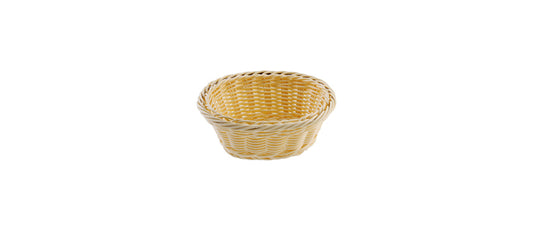 cestino ovale vimini plastificato con rinforzi inox cm 18x15 h 7 - cestino buffet per presentare pane, prodotti da forno, frutta e piccole preparazioni