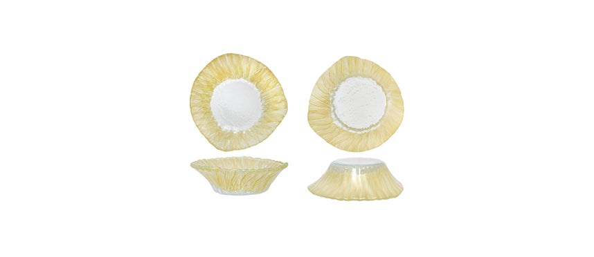 coppetta piatto gourmet doppio utilizzo lipari gold vetro decorato lavorato a mano Ø cm 14 h 4,5 - piatto