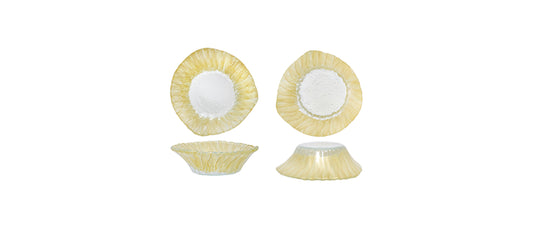 coppetta piatto gourmet doppio utilizzo lipari gold vetro decorato lavorato a mano Ø cm 14 h 4,5 - piatto