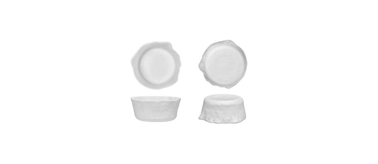 coppetta piatto gourmet cilindro roccia vetro bianco lavorato a mano cm 9,8 h 4 - piatto