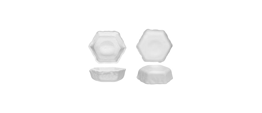 coppetta piatto gourmet prisma roccia vetro bianco lavorato a mano cm 10,5 h 4 - piatto