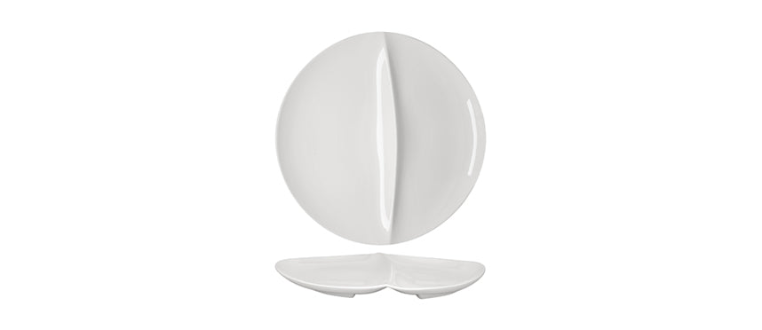 Plate 2 compartments Ø 31.2 magnesium porcelain