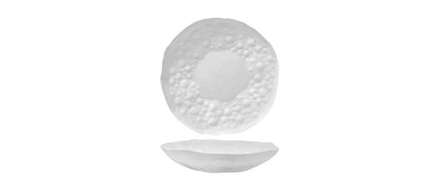 piatto fondo coppa luna vetro bianco lavorato a mano Ø cm 30 h 5,5 - piatto fondo coppa