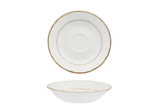 DIANA GOLD PIATTINO TAZZA CAFFE Ø 12 CON DOPPIO FILO ORO AL BORDO 3MM E AL MARLY 1MM