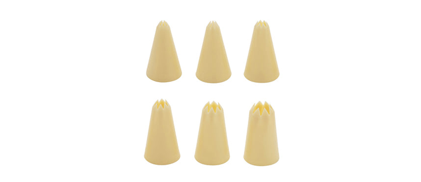 Bocchetta plastica con foro festonato set 6 pz - articolo per pasticceria