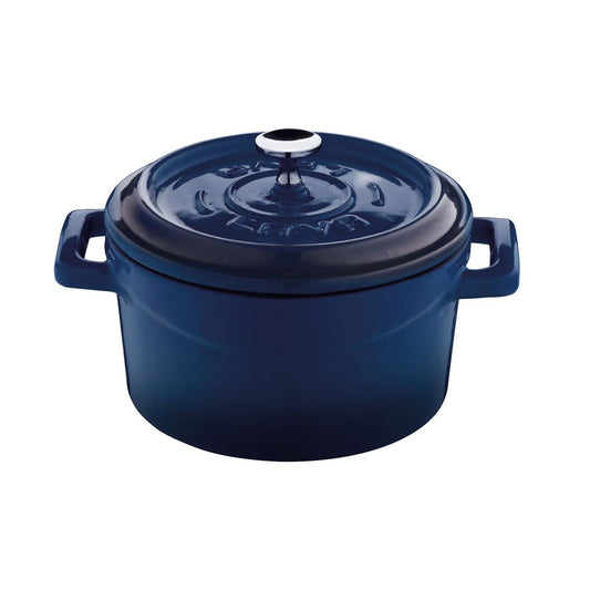 Casseruola tonda con coperchio ghisa smaltata Ø 12 cm blu Paderno