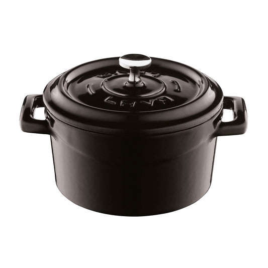Casseruola tonda con coperchio ghisa smaltata Ø 10 cm nero Paderno