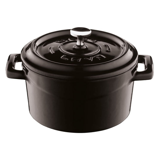Casseruola tonda con coperchio ghisa smaltata Ø 12 cm nero Paderno