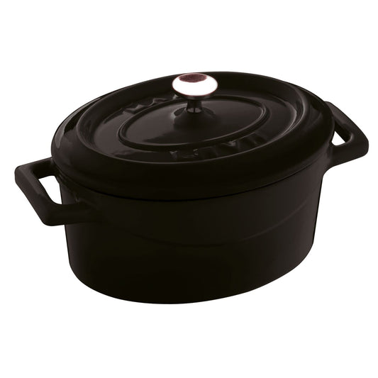 Casseruola ovale con coperchio ghisa smaltata 12x9x6 cm nero Paderno