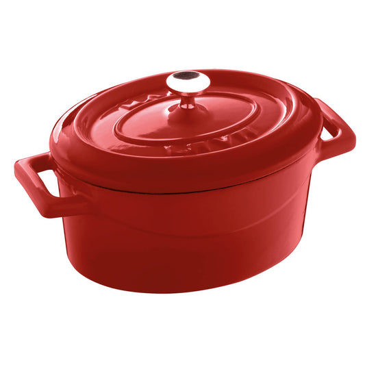 Casseruola ovale con coperchio ghisa smaltata 12x9x6 cm rosso Paderno