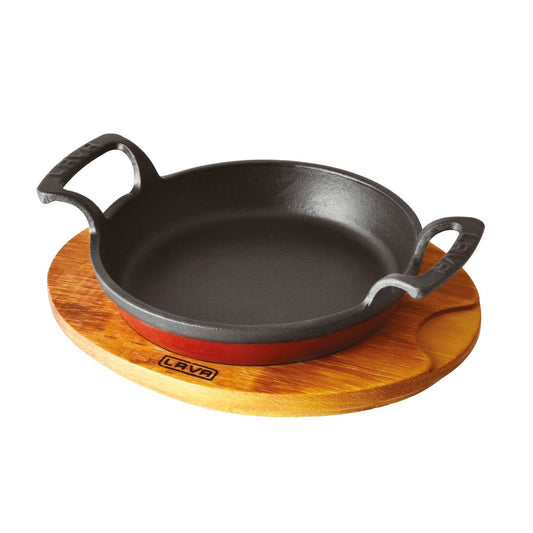 Tegame ghisa con vassoio legno Ø 16 cm Paderno