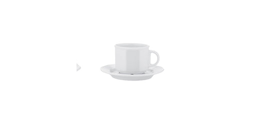 Tazza caffè con piatto roma bianco impilabile cl 7 h 4,9 Ø cm 5,9