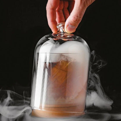 Glass cloche for smoker, wood, 12x11 cm