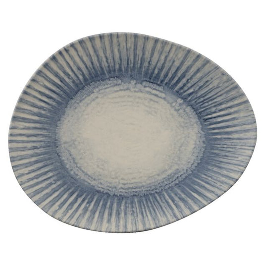 Sunlight blue stoneware organic flat plate ø 31