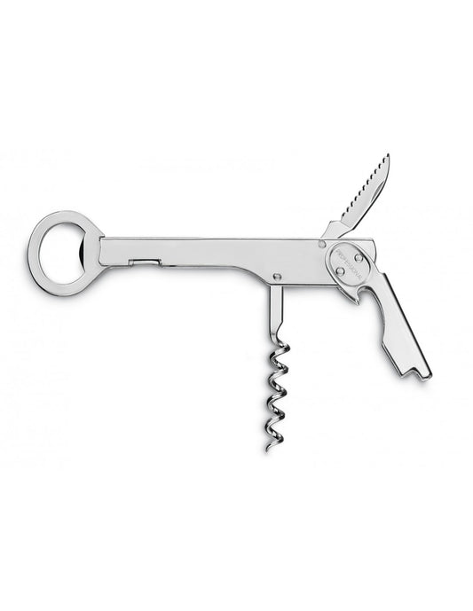 Nickel-plated corkscrew with can opener