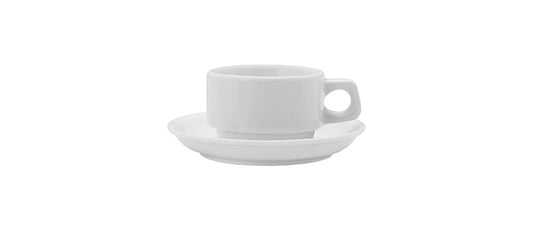 Tazza tè/colazione con piatto impilabile bianco cl 24