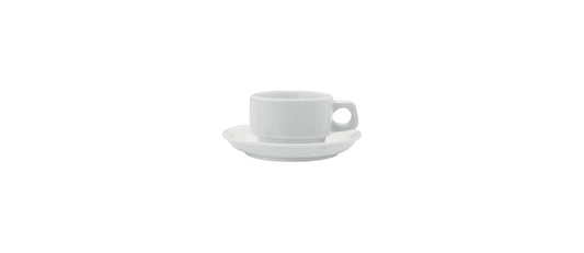 Tazza caffè con piatto impilabile bianco cl 8