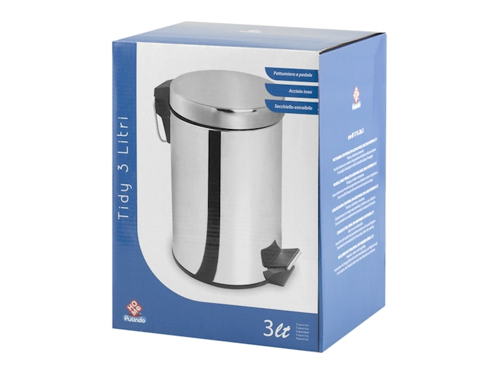 Pattumiera in acciaio inox a pedale 3 lt