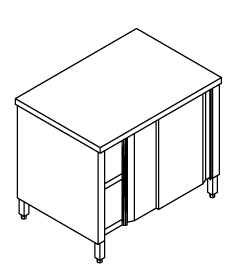 Tavolo con porte scorrevoli e ripiano cm 160x70x85 articoli