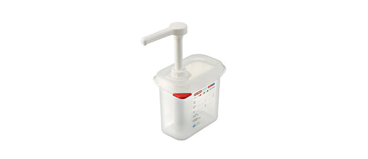 Dosatore liquidi quadrato polipropilene con coperchio e pompa lt 1,5 GN 1/9 cm 17,6x10,8 h 19
