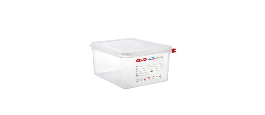Vasca GN 1/2 in polipropilene con coperchio cm 32,5X26,5 h 15 lt 10