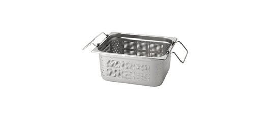Bacinella forata su tutti i lati inox GN 1/2 cm 32,5x26,5 h 15 lt 9,5 con maniglie snodate
