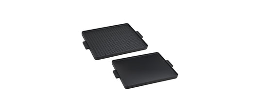Piastra ghisa smaltata double face rigata/liscia con manici cm 30x30