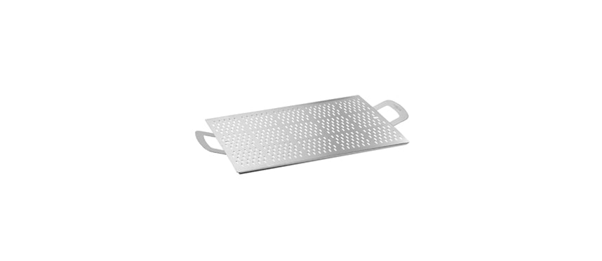 Vassoio/tagliere servipizza rettangolare forato con piedi e maniglie cm 40x25