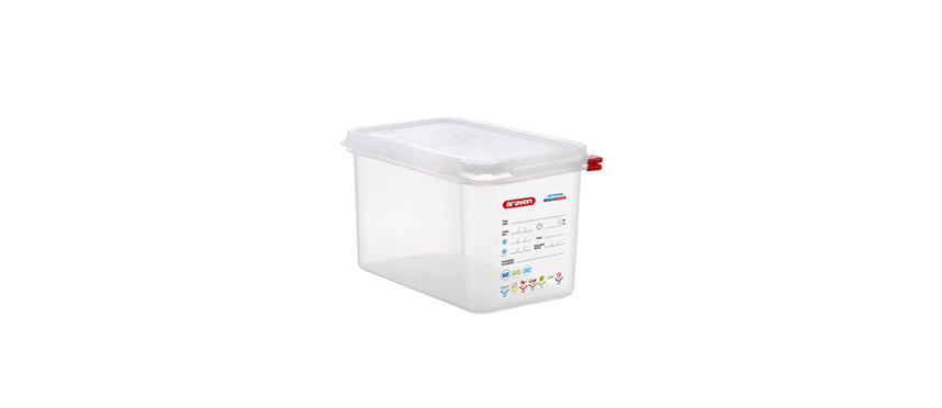 Vasca GN 1/4 in polipropilene con coperchio cm 26,5X16,5 h 15 lt 4,3