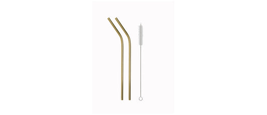 Confezione 12 pezzi cannuccia curva inox placcata oro Ø cm 0,6 cm 21,5 con scovolino