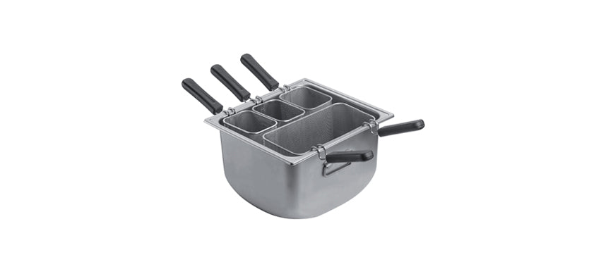 cuocipasta induzione con 4 scomparti con coperchio cm 38,3x35,4 Ø cm 22 (dimensione con manici cm 70x38)