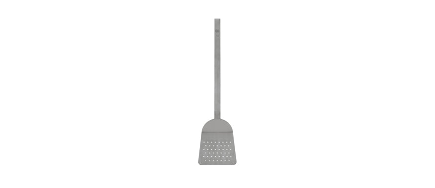 Paletta rettangolare forata inox cm 12x11 manico 36