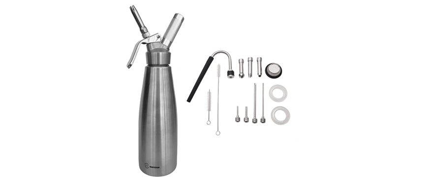 sifone per spume inox lt 1 con accessori