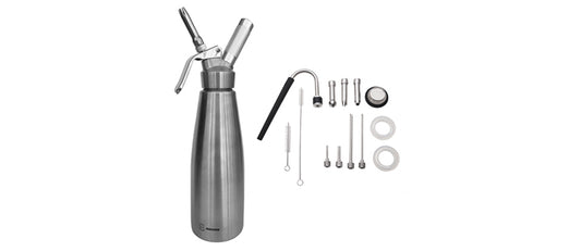 Sifone per spume inox lt 1 con accessori