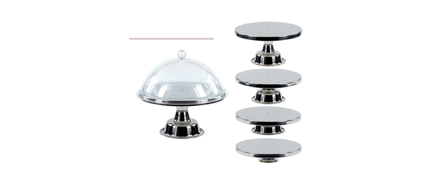 Alzata componibile inox piatto Ø cm 25 h da 7 a 15 cm