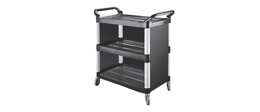 Carrello servizio chiuso 3 piani polipropilene gambe alluminio cm 103x50,5 h 96