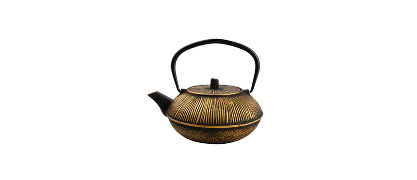 Teiera stripes gold and black con filtro a rete inox cl 80
