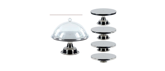 Alzata componibile inox piatto Ø cm 30 h da 7 a 15 cm