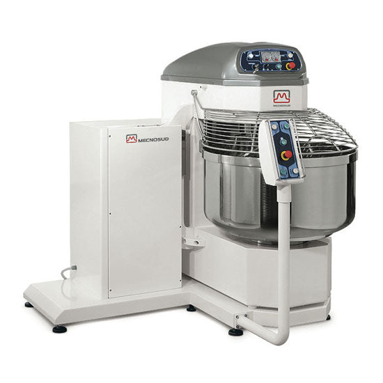 Impastatrice a spirale automatica Mecnosud SPRB250 con ribaltatore basso 250 kg 390 L 400V