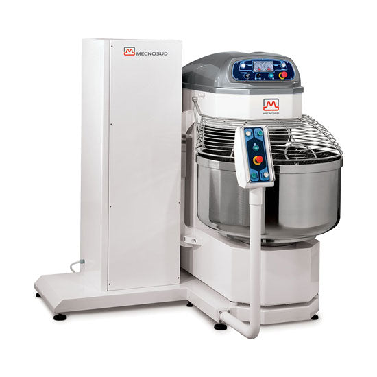 Impastatrice a spirale automatica Mecnosud SPRS250 con ribaltatore alto 250 kg 390 L 400V