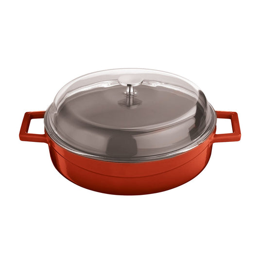 Casseruola bassa ghisa con coperchio vetro Ø 24 cm rosso Paderno - Paderno, immagine ufficiale